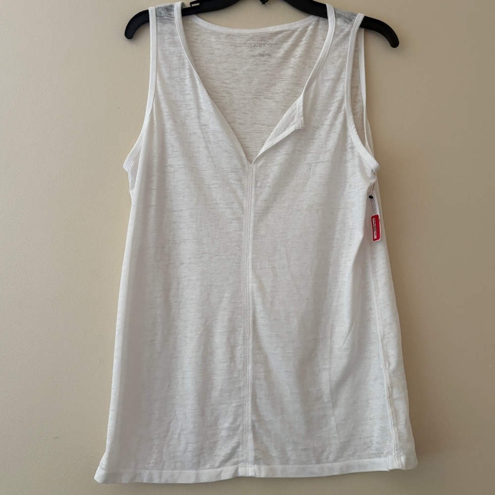 Caslon White Textured V Neck Sleeveless Tank Top Medium NWT